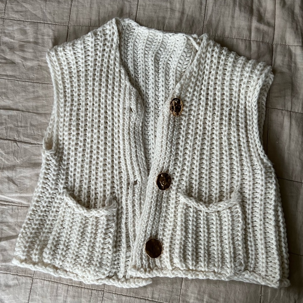 Gold Button Front Vest
